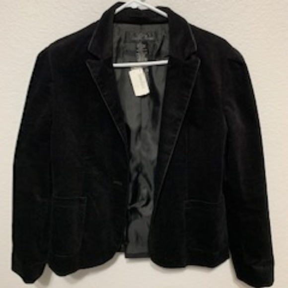 Brandon Thomas Blk Velvet Faux-Leather-Trim Blazer - Picture 3 of 7